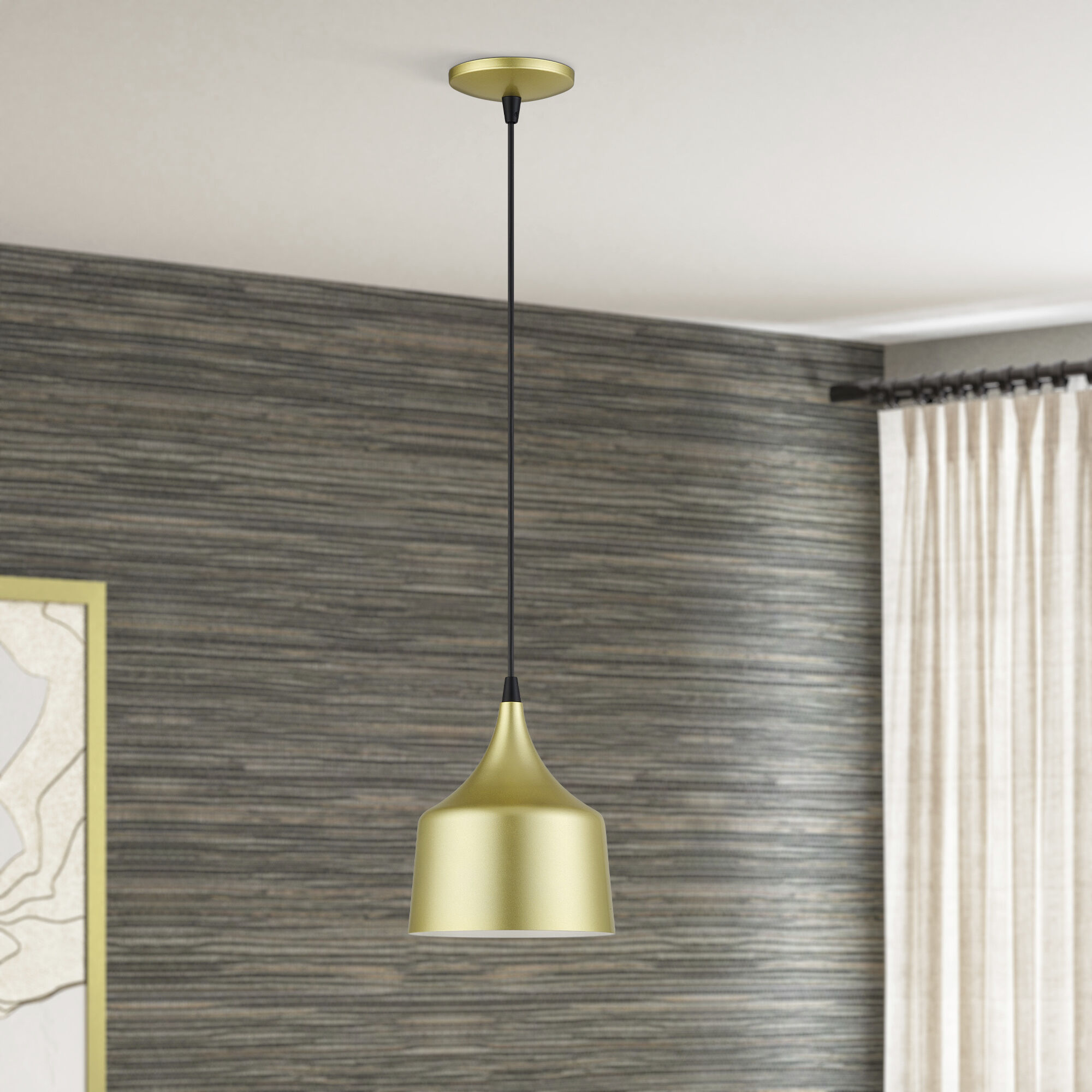 Bolita 8 inch Soft Gold with Black Accents Pendant Ceiling Light