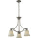 Malaga 3 Light 22 inch Brushed Nickel with White Chandelier Ceiling Light