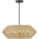 Lisa McDennon Luca 5 Light 28 inch Black Indoor Chandelier Ceiling Light in Black / Camel Rattan, Convertible