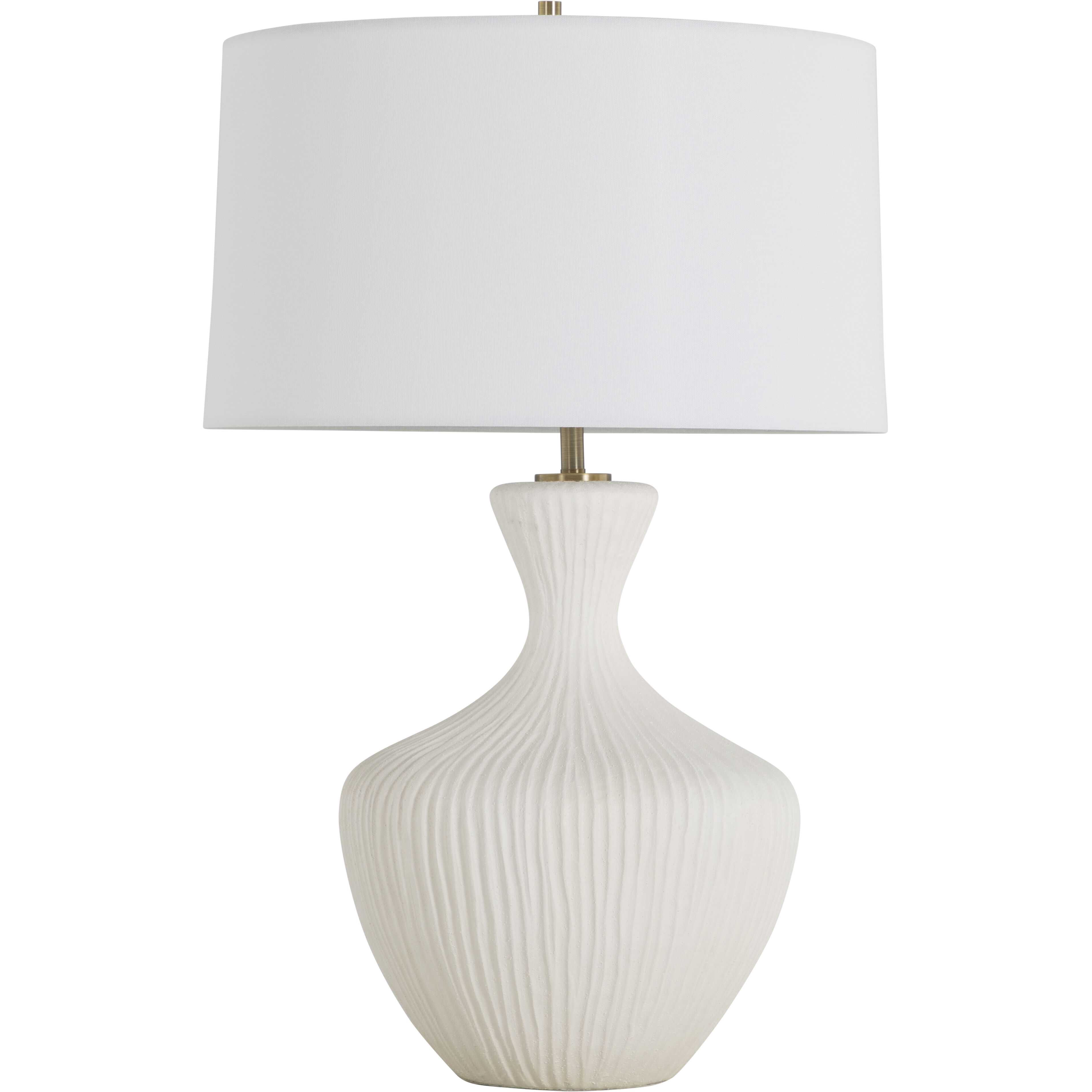 Felix 28 inch White Ceramic and Rich Brass with White Linen Table Lamp Portable Light