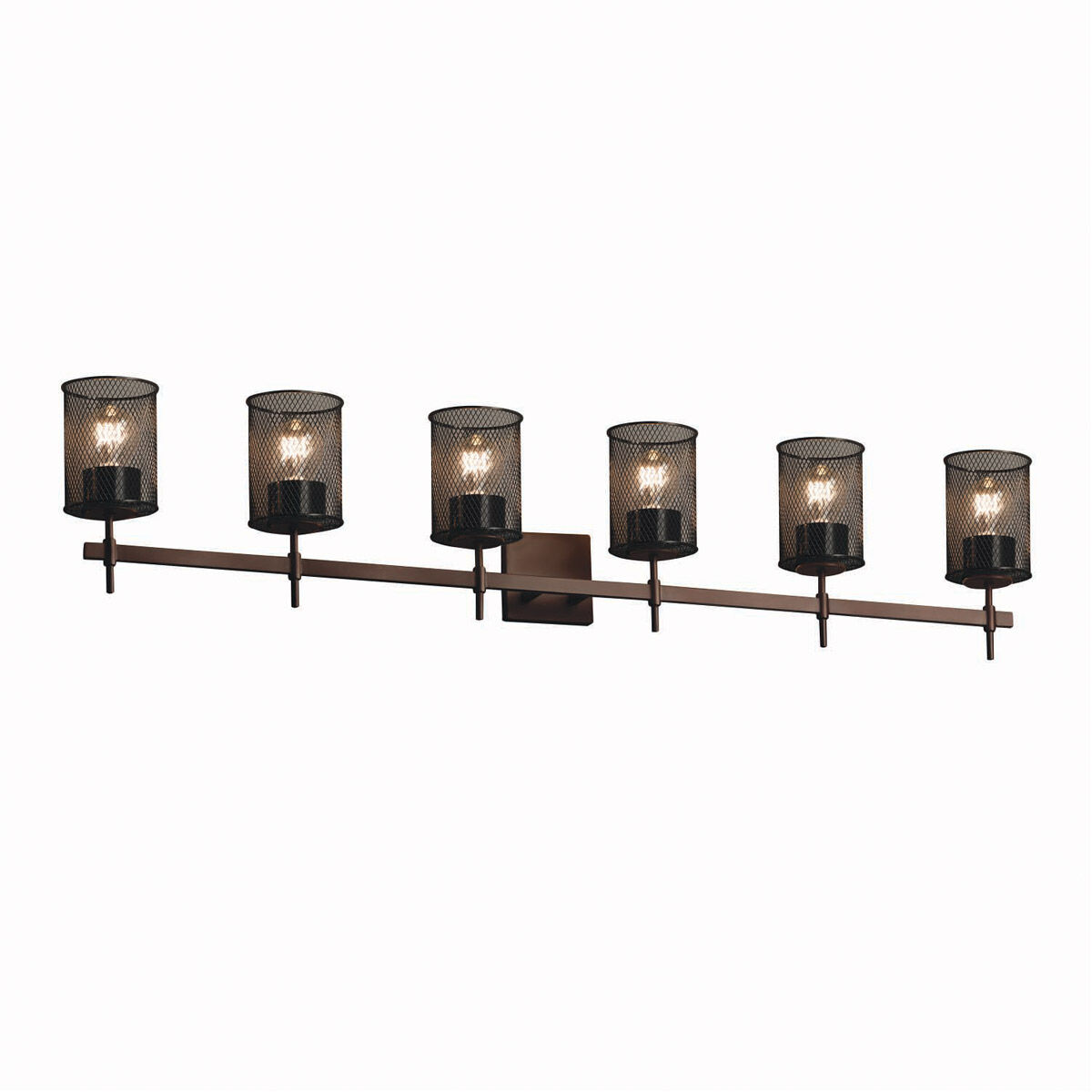 Wire Mesh 6 Light 52 inch Matte Black Bath Bar Wall Light in Oval