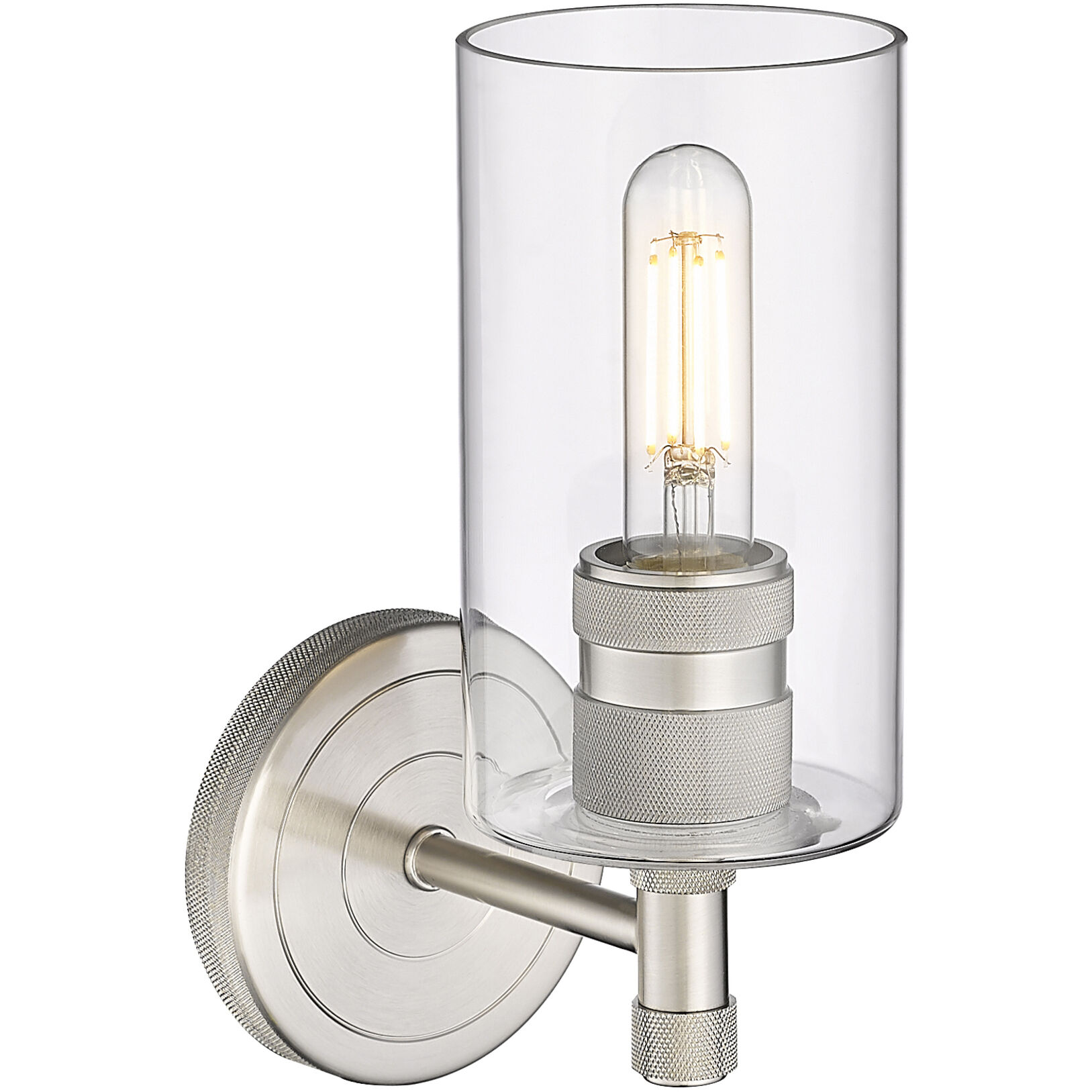 Crown Point Sconce Wall Light in Satin Nickel, Clear Glass