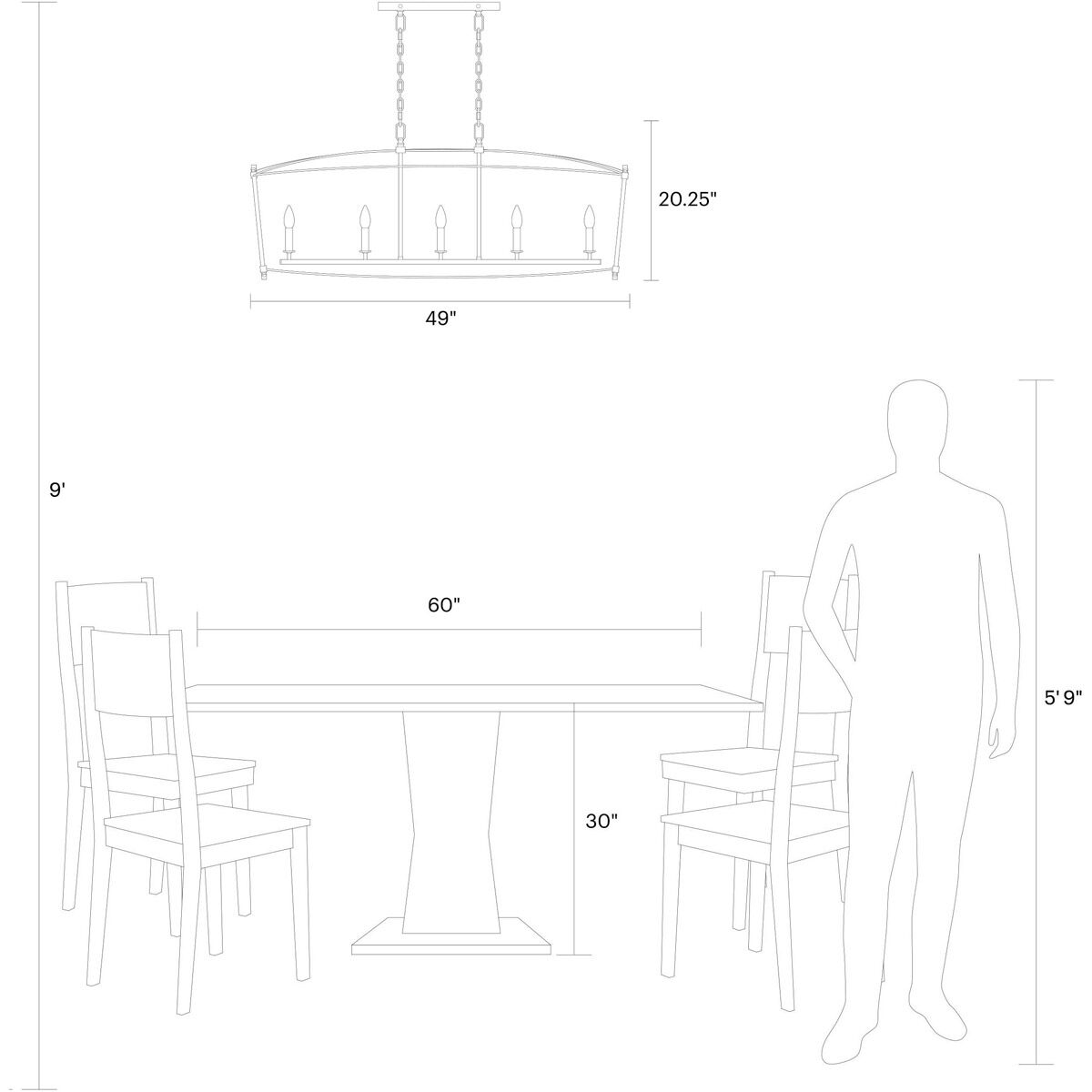 Sean Lavin Thayer 5 Light 49 inch Smith Steel Linear Chandelier Ceiling Light