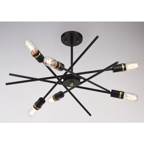 Halsted LED 24.25 inch Black and Satin Brass Pendant Ceiling Light in 6