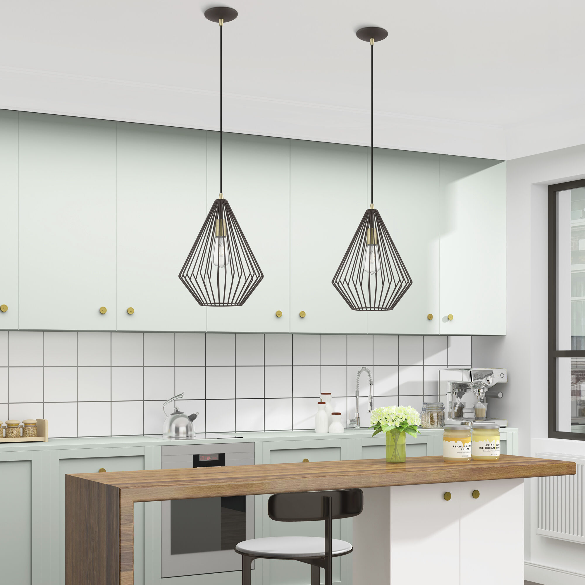 Linz 1 Light 11.5 inch Bronze with Antique Brass Accents Pendant Ceiling Light