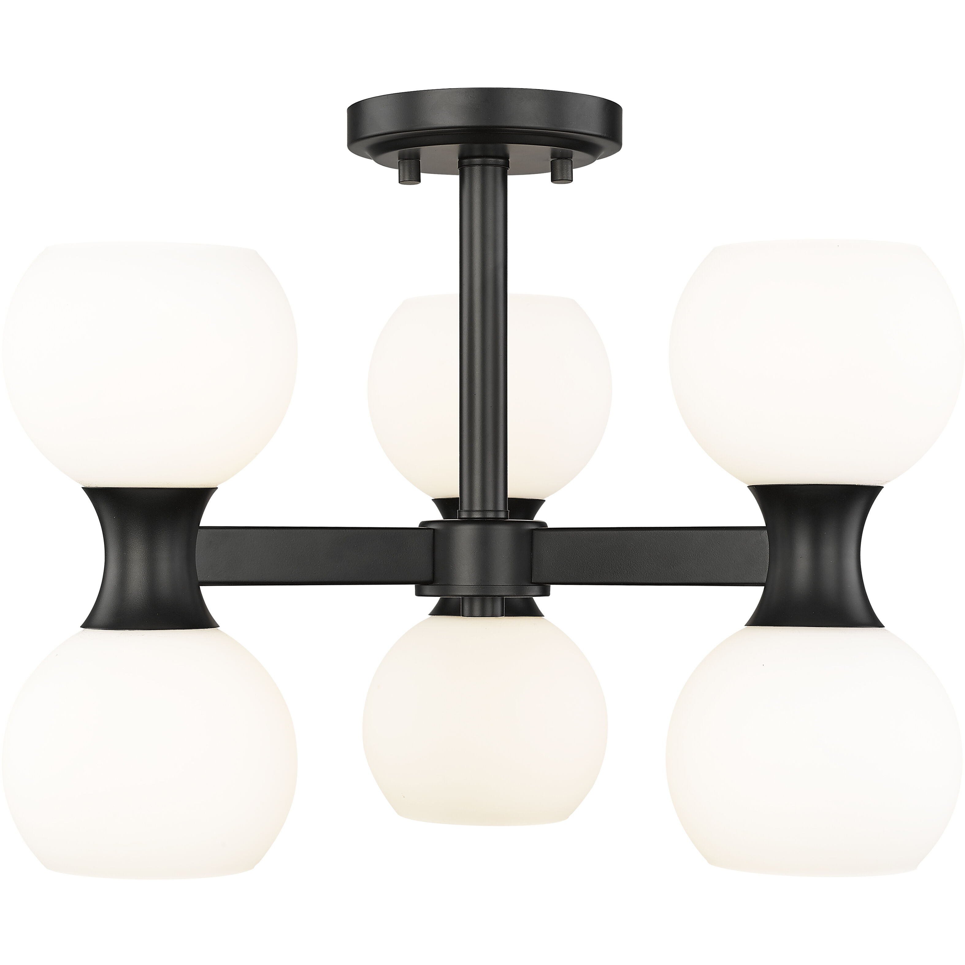 Artemis 6 Light 18 inch Matte Black Semi Flush Mount Ceiling Light