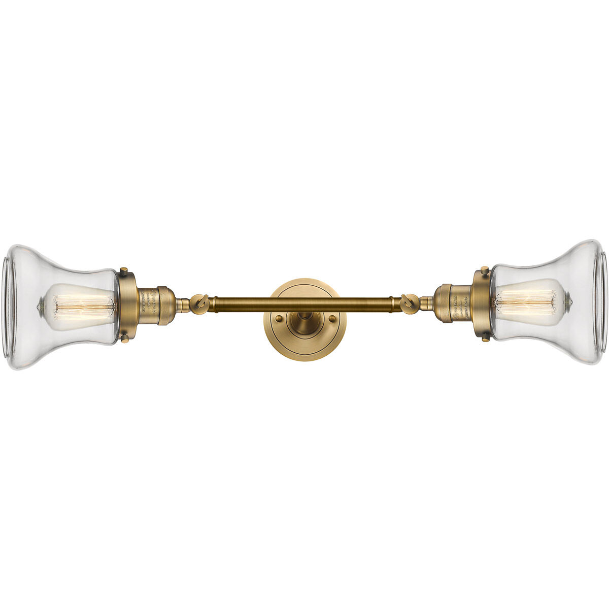 Franklin Restoration Bellmont 2 Light 17 inch Brushed Brass Bath Vanity Light Wall Light in Clear Glass, Franklin Restoration