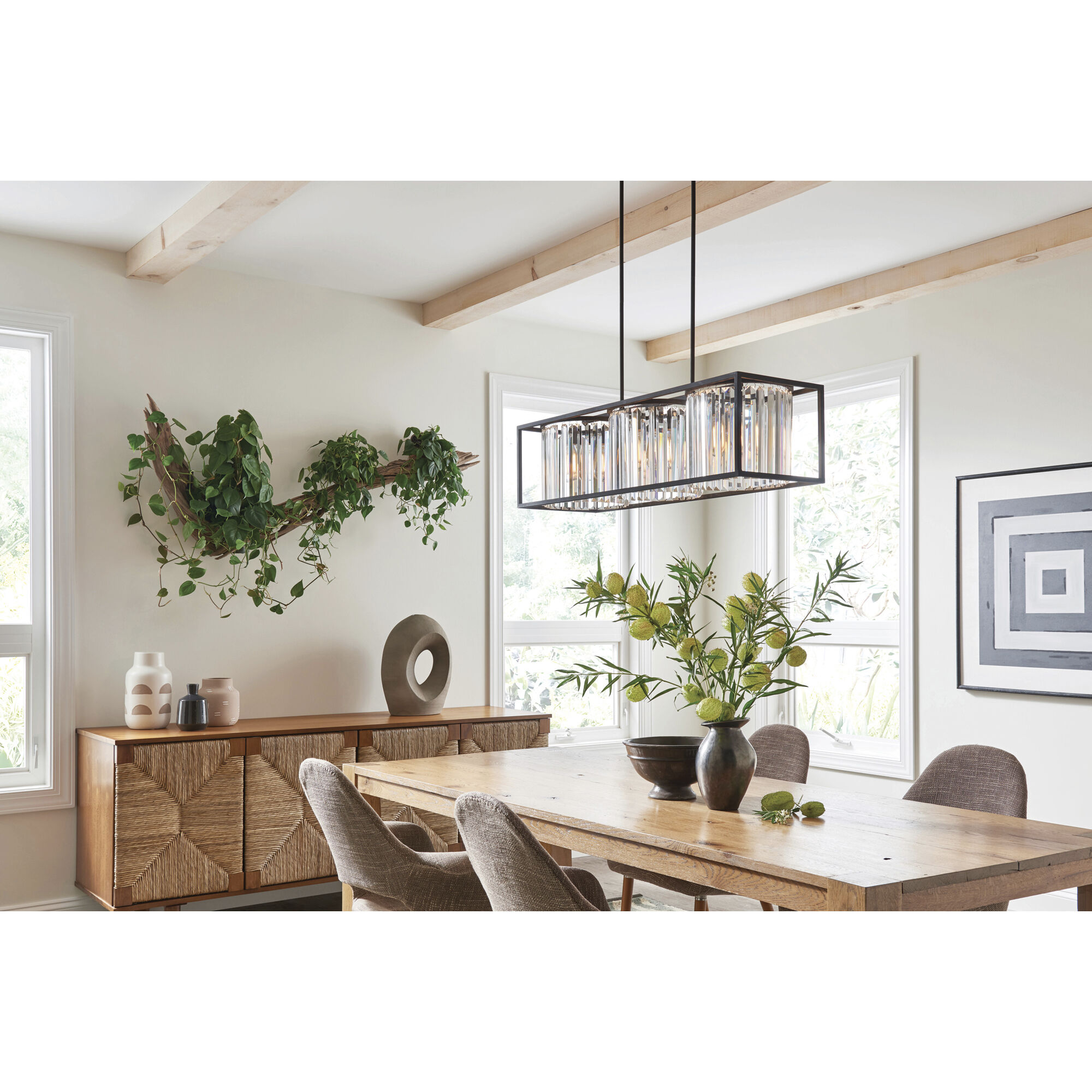 Giada 3 Light 38 inch Black Indoor Linear Chandelier Ceiling Light