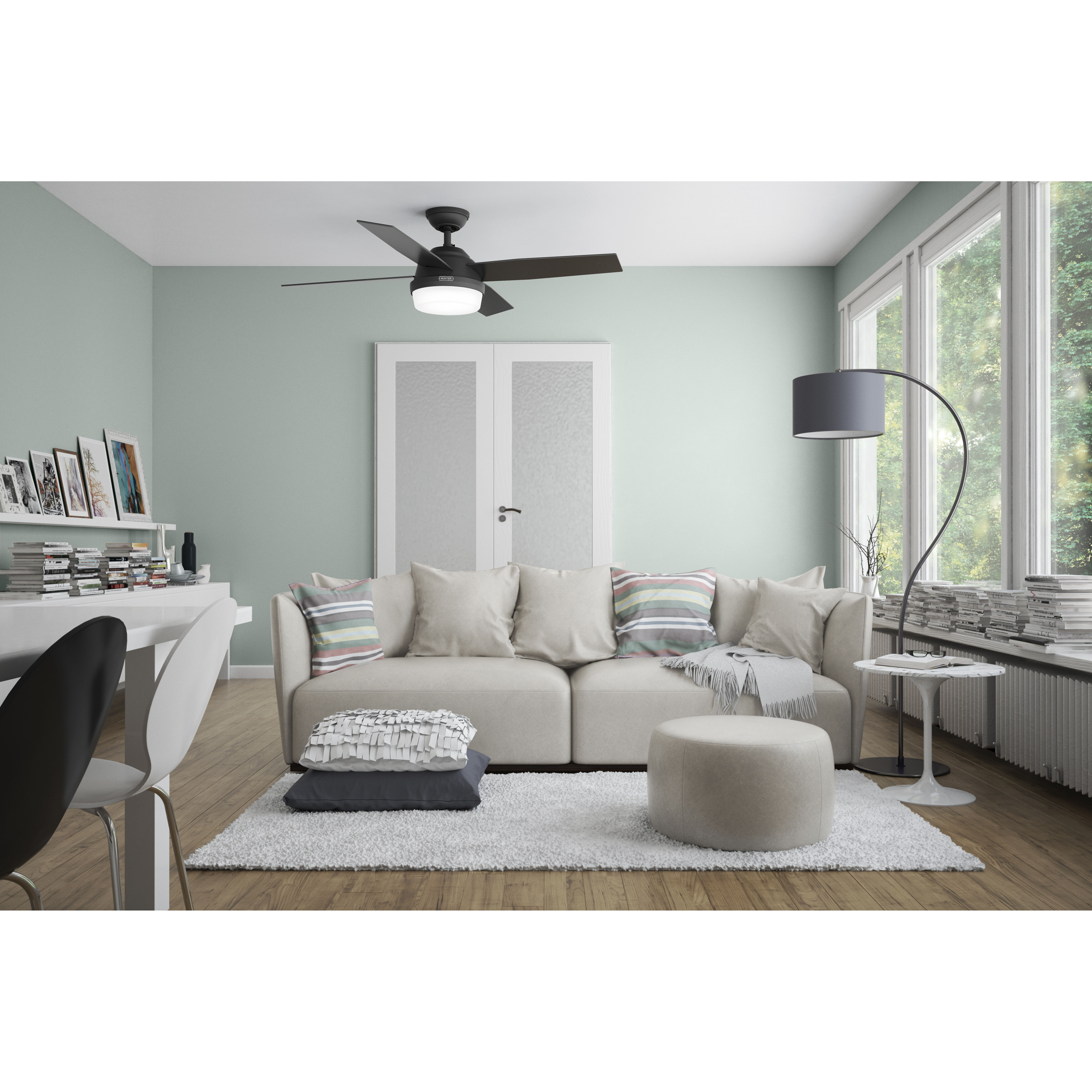 Dempsey 52 inch Matte Black with Matte Black/Dark Gray Oak Blades Ceiling Fan