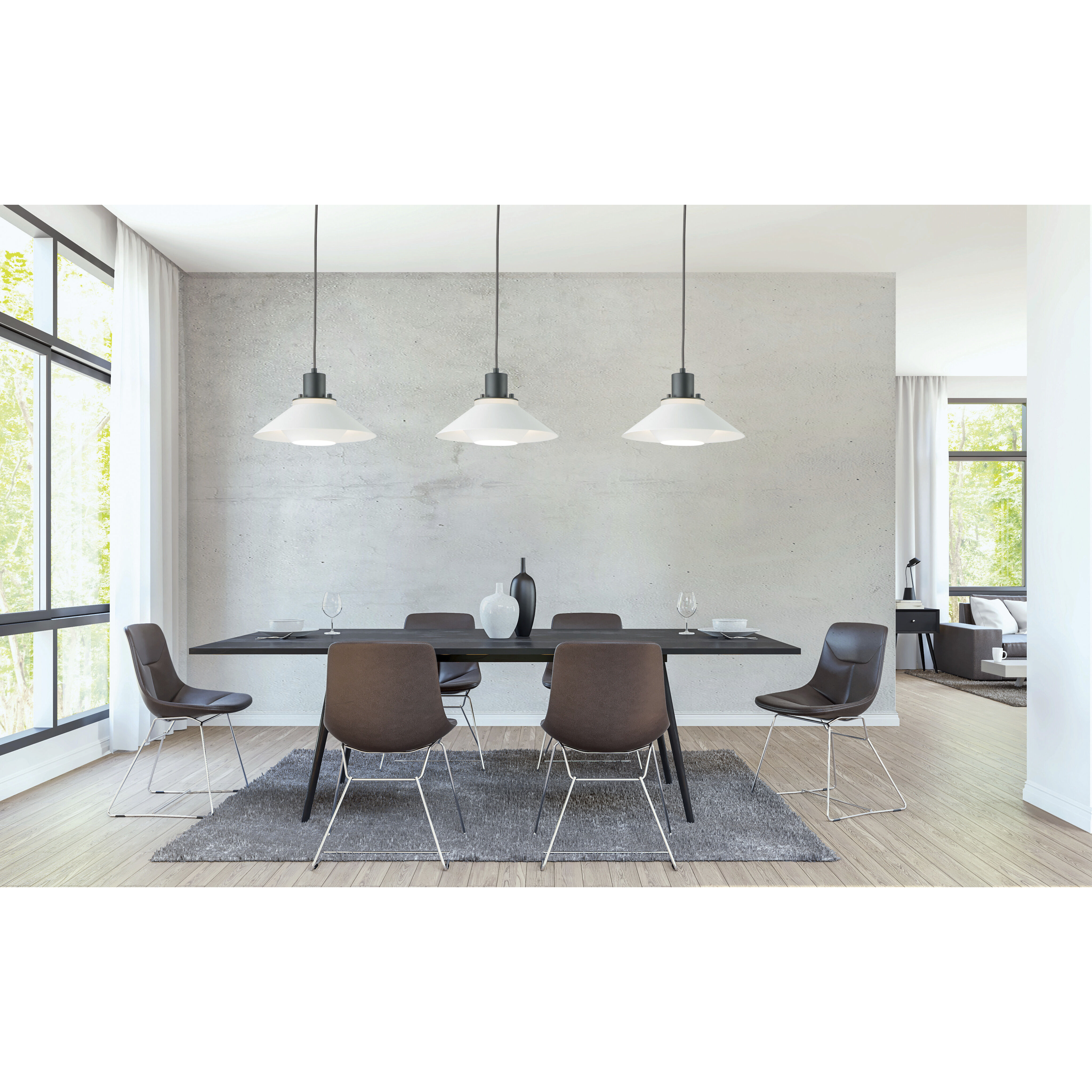 Oslo 1 Light 15.75 inch Black/White Single Pendant Ceiling Light