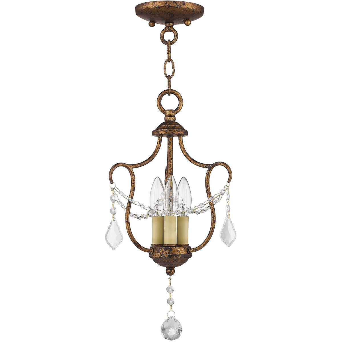 Chesterfield 3 Light 10 inch Hand Applied Venetian Golden Bronze Convertible Mini Pendant/Ceiling Mount Ceiling Light