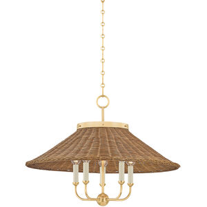 Kensington 5 Light 27.5 inch Aged Brass Chandelier Ceiling Light