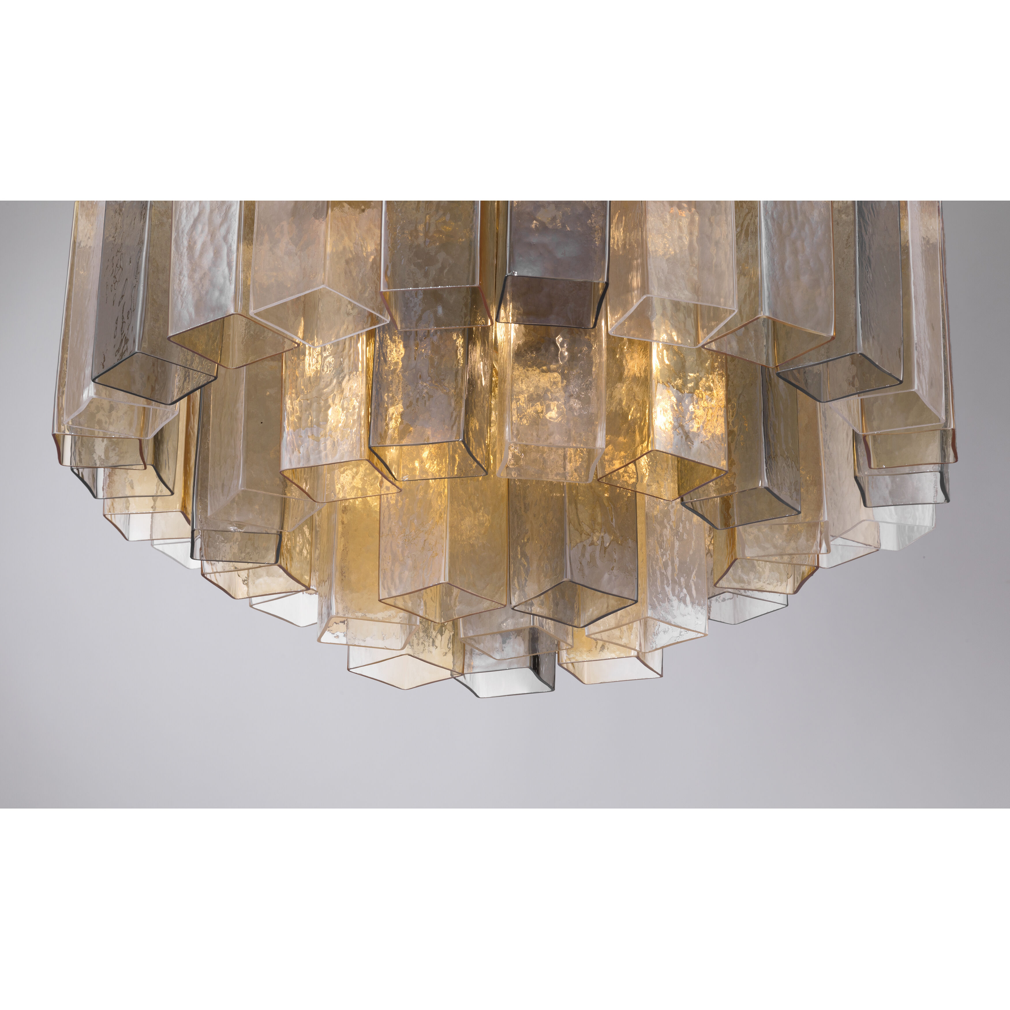 Torvento 7 Light 28 inch Legacy Brass Flush Mount Ceiling Light in Clear,  Grey Smoke and Amber Handmade Glass