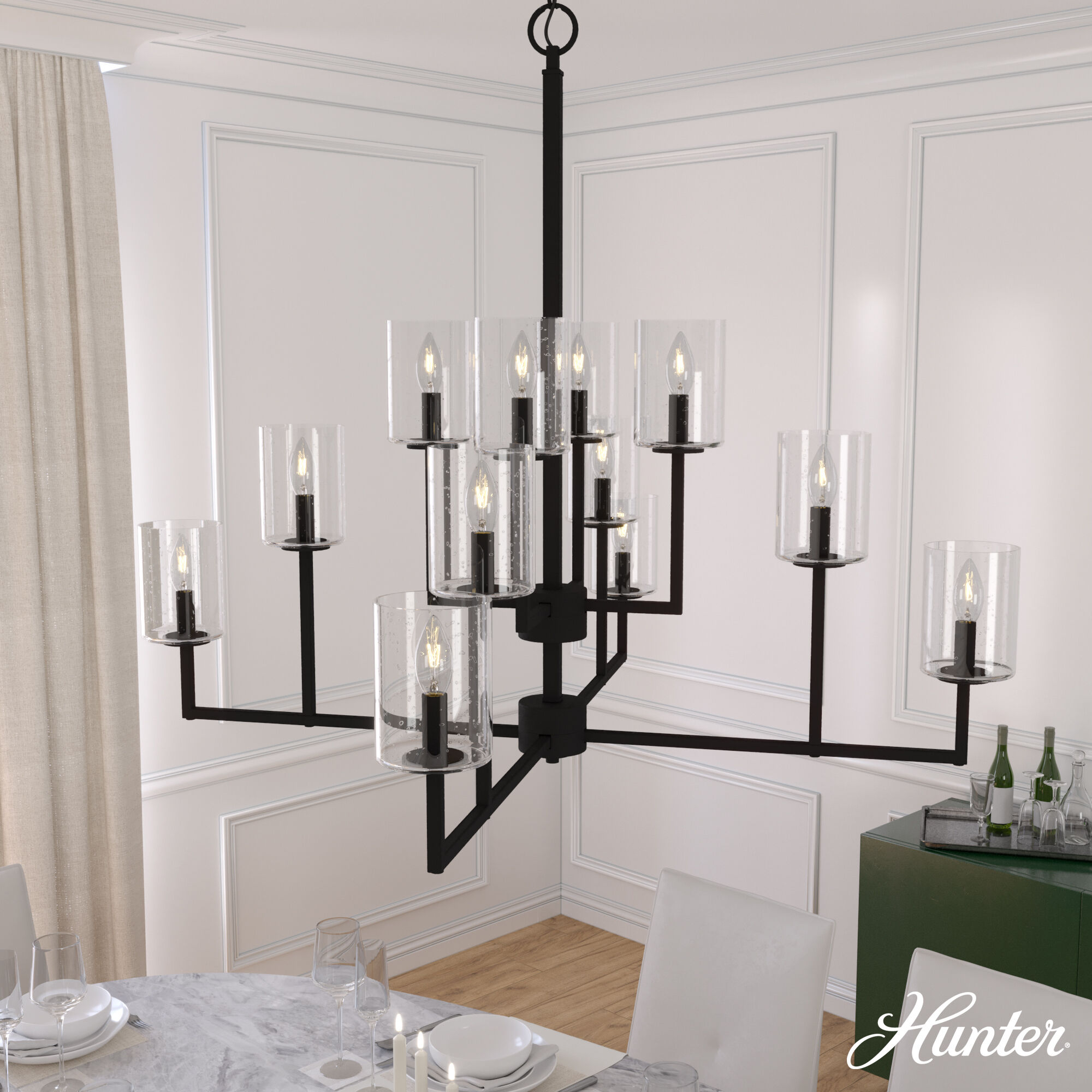 Kerrison 12 Light 40.5 inch Natural Black Iron Chandelier Ceiling Light