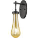 Downtown Urban Owego Armed Sconce Wall Light in Matte Black, Mercury