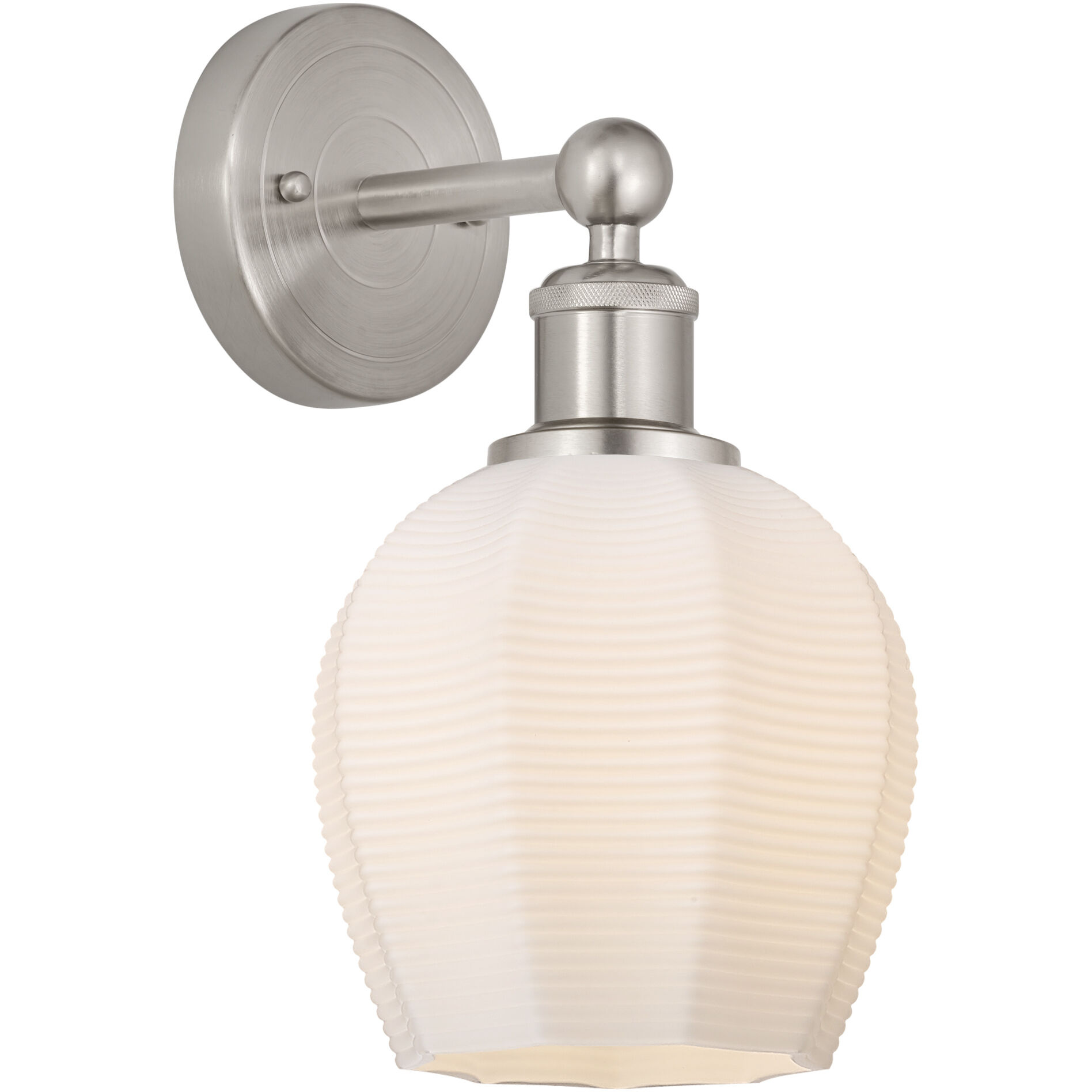 Edison Norfolk 1 Light 6 inch Brushed Satin Nickel Sconce Wall Light in Matte White Glass