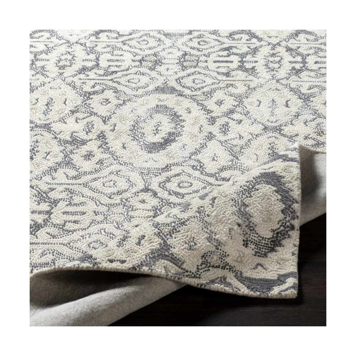 Antigua 36 X 24 inch Charcoal/Cream/Pale Blue Rugs, Rectangle