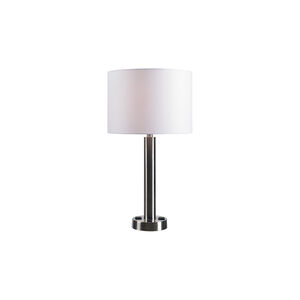 Hemlock 21 inch 150.00 watt Brushed Steel Table Lamp Portable Light, 2 Outlets
