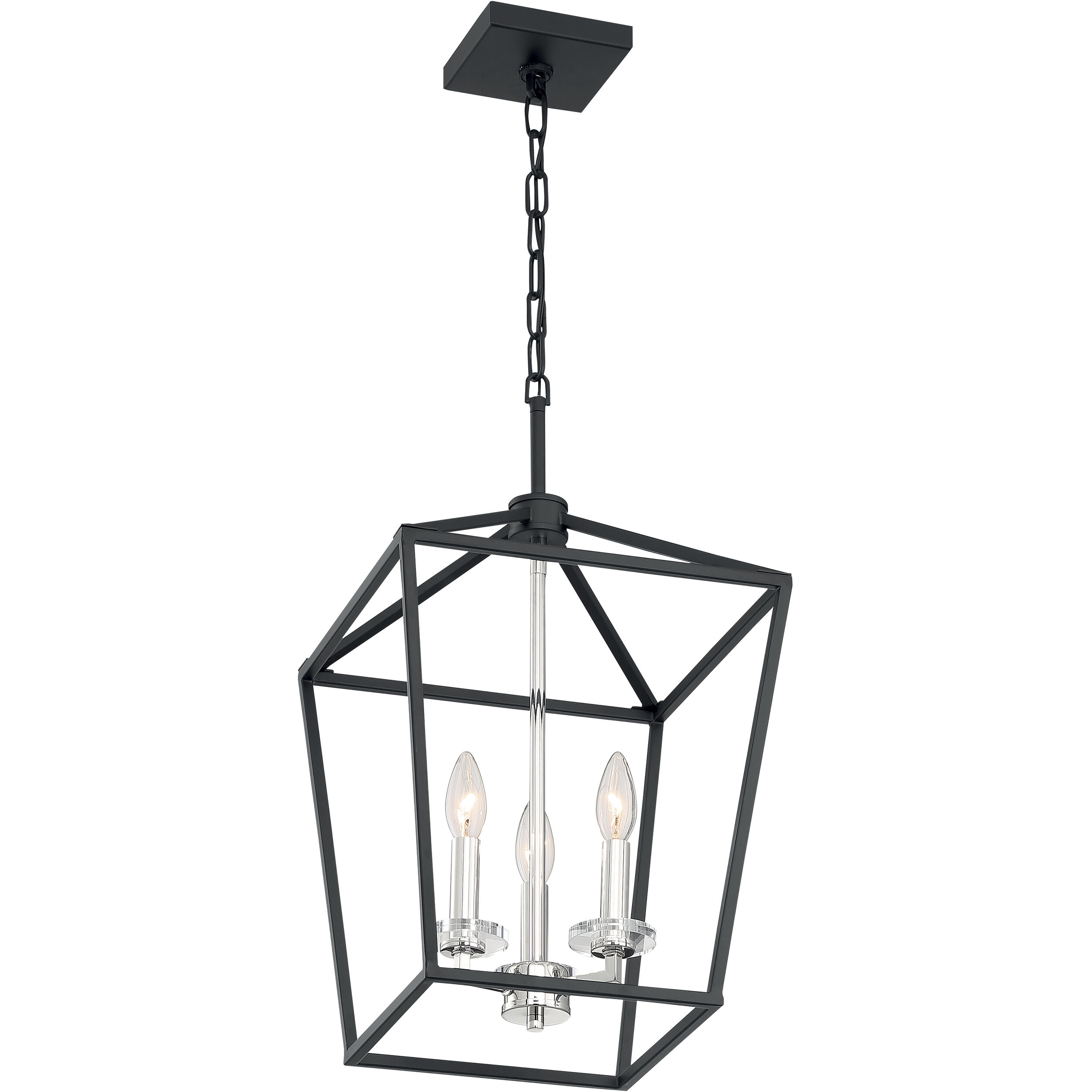 Storyteller 3 Light 12 inch Matte Black and Polished Nickel Accents Pendant Ceiling Light
