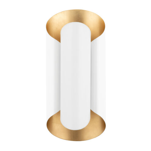 Banks 2 Light 7.5 inch Gold Leaf / White Wall Sconce Wall Light