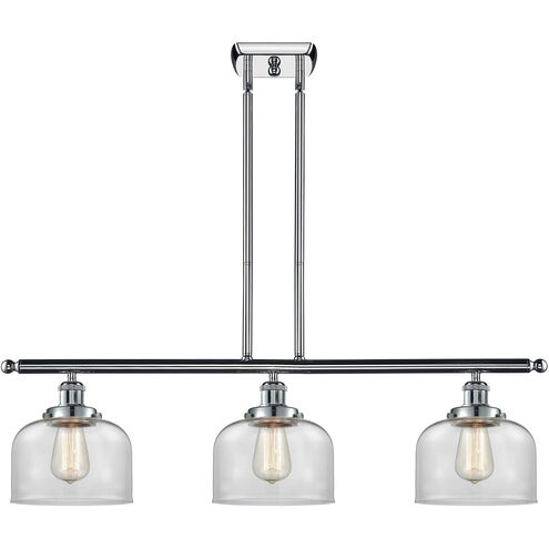 Ballston Large Bell 3 Light 36 inch Polished Chrome Island Light Ceiling Light in Clear Glass, Ballston