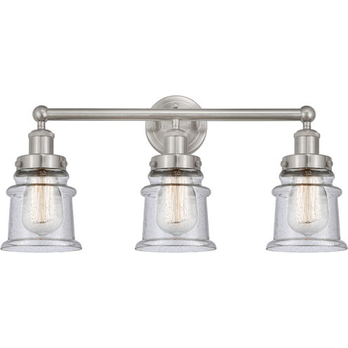 Edison Canton 3 Light 23 inch Brushed Satin Nickel Bath Vanity Light Wall Light in Seedy Glass