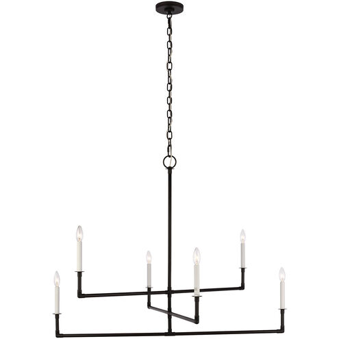 C&M by Chapman & Myers Bayview 6 Light 44 inch Aged Iron Chandelier Ceiling Light