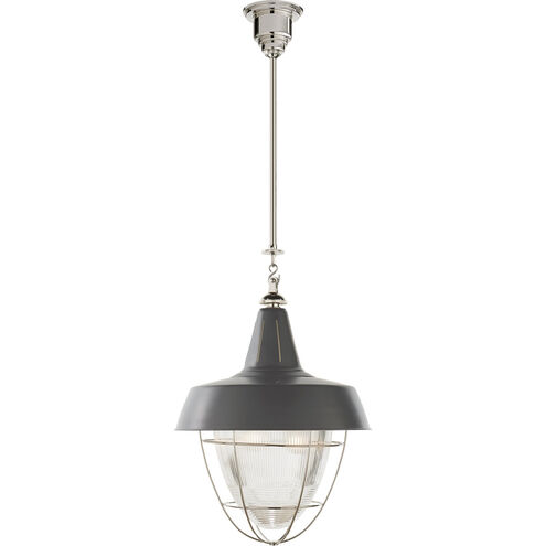 Thomas O'Brien Henry 2 Light 18 inch Polished Nickel Pendant Ceiling Light in Dark Green