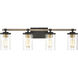 Geringer 4 Light 30 inch Charcoal with Beechwood and Burnished Brass Vanity Light Wall Light