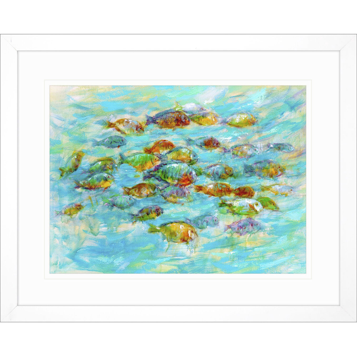 Animals Turquoise and Blue and Green and Red Framed Art, Propac