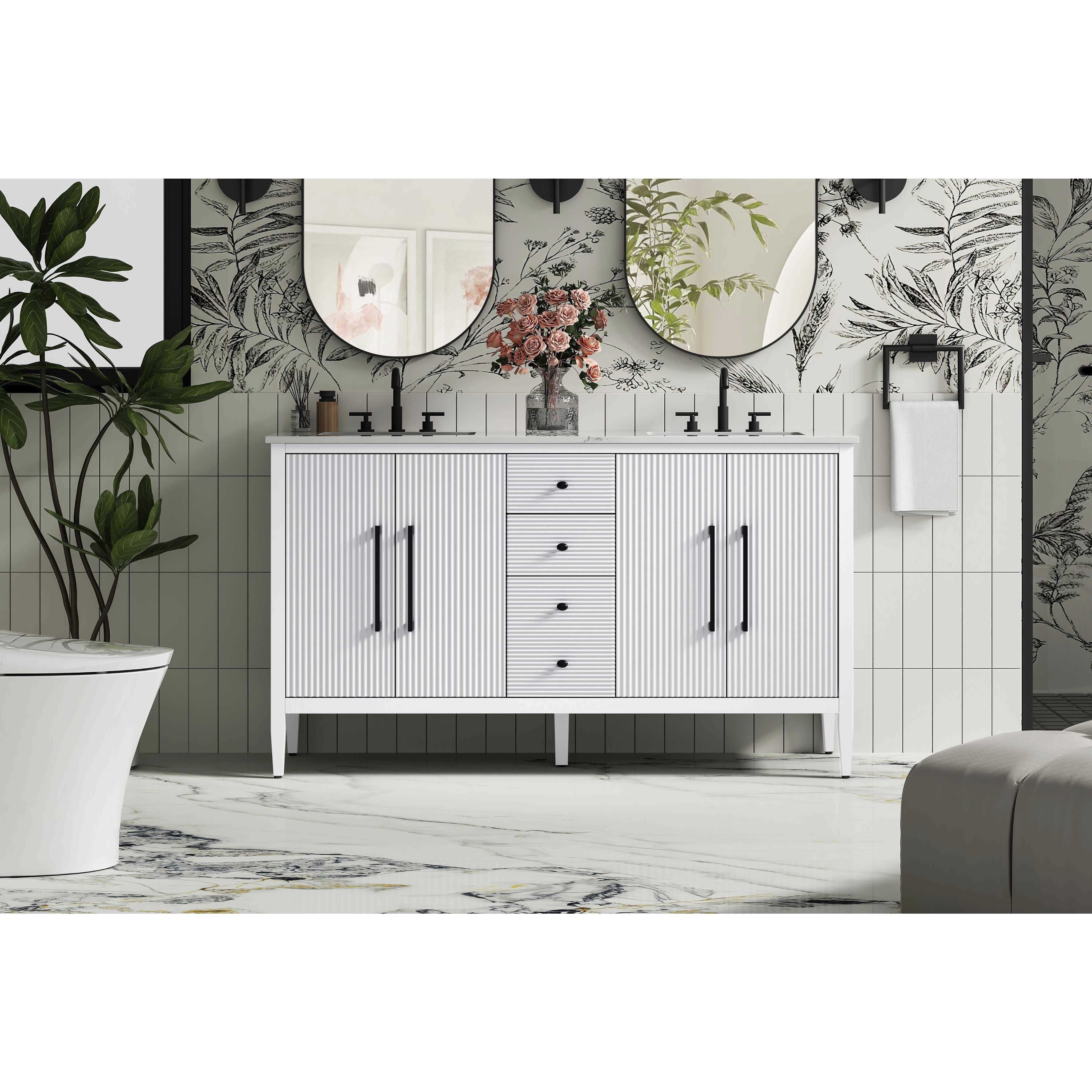 Blakely 60 X 34 inch White Bathroom Vanity Cabinet