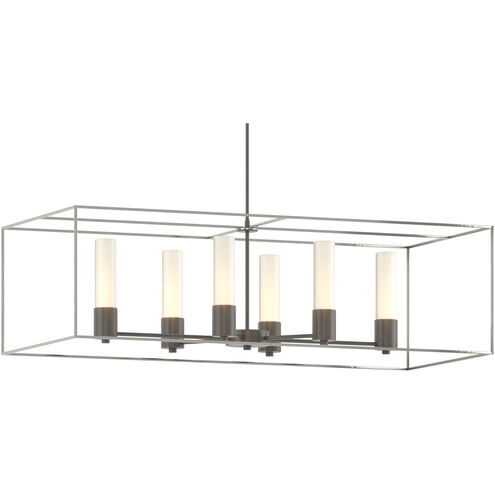 Portico 6 Light 42 inch Dark Smoke and Sterling Pendant Ceiling Light in Dark Smoke/Sterling, Opal