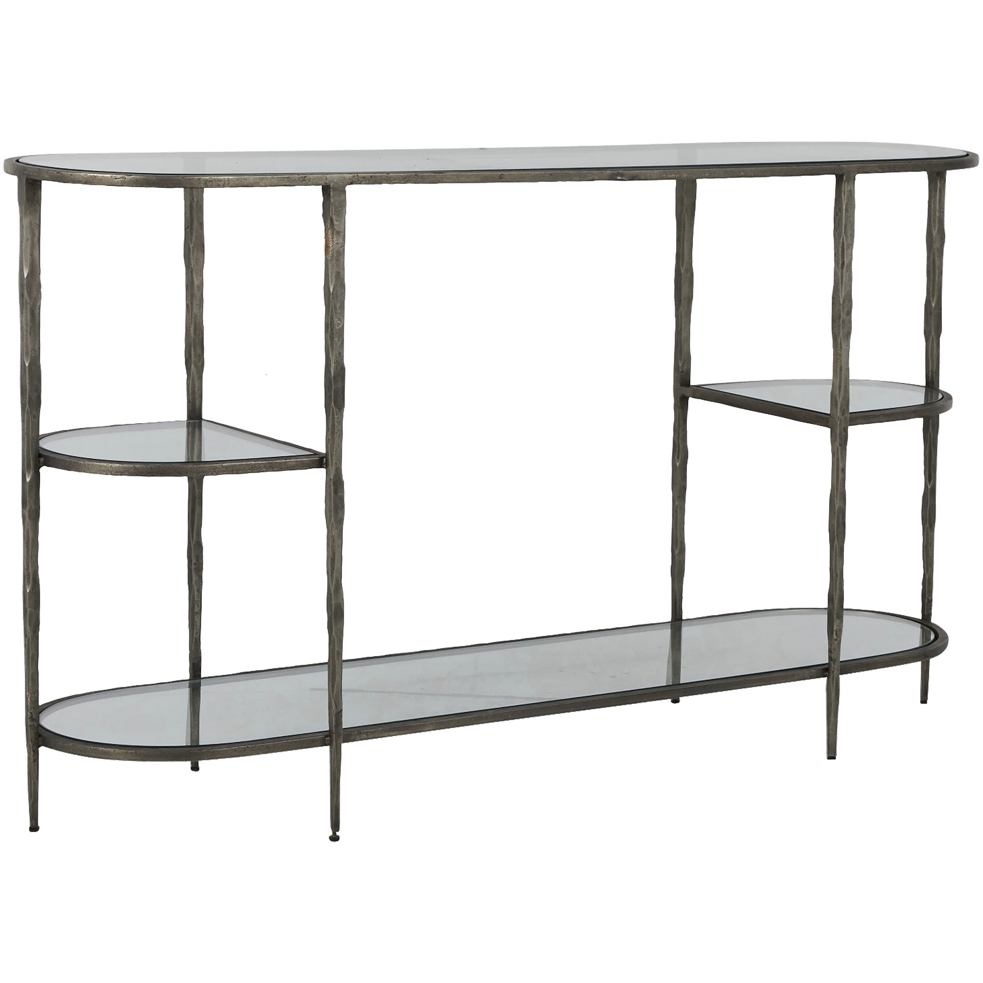 Wyeth 64 X 16 inch Antique Nickel and Tempered Glass Console Table