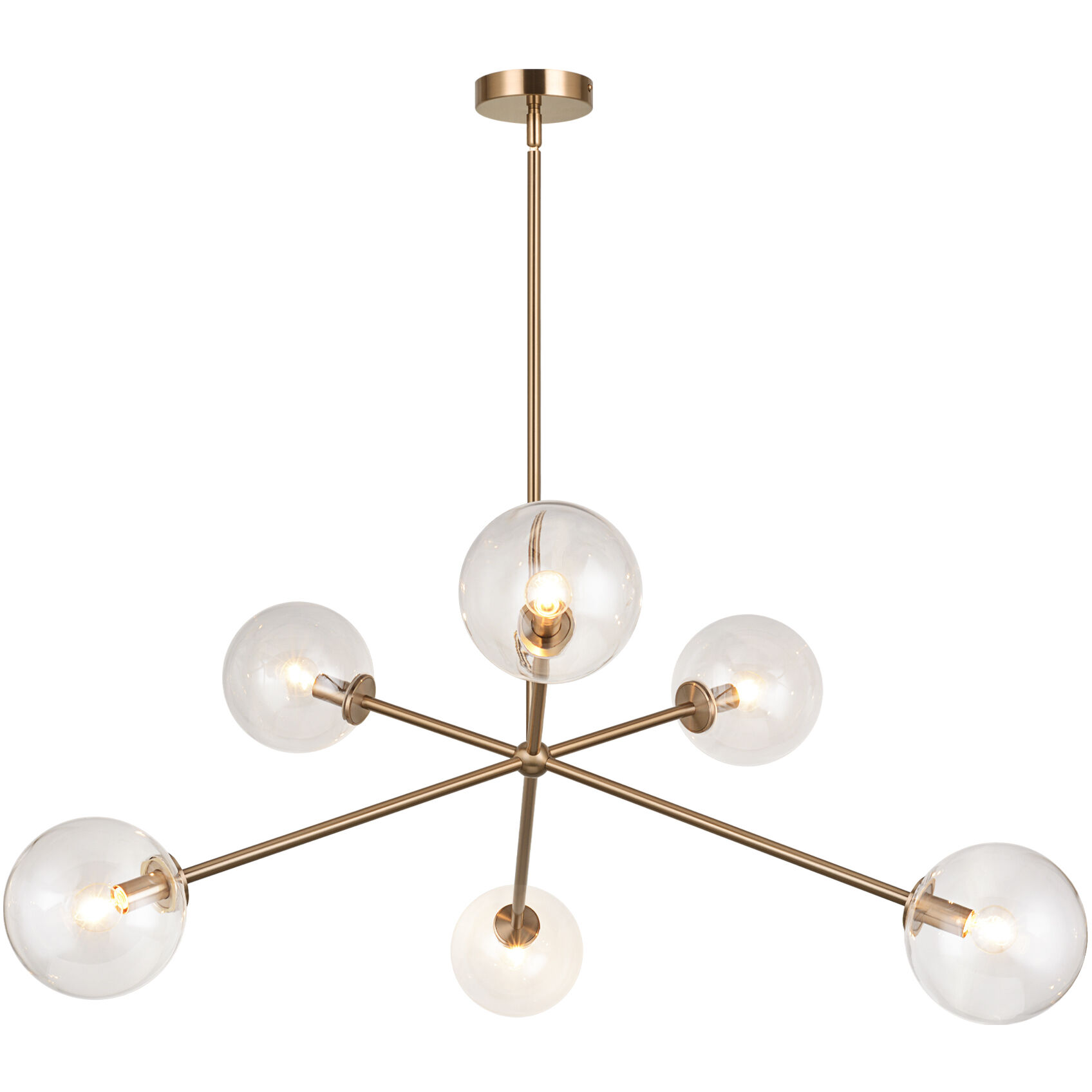 Novo 6 Light 35 inch Aged Gold Brass Pendant Ceiling Light in Aged Gold Brass and Clear