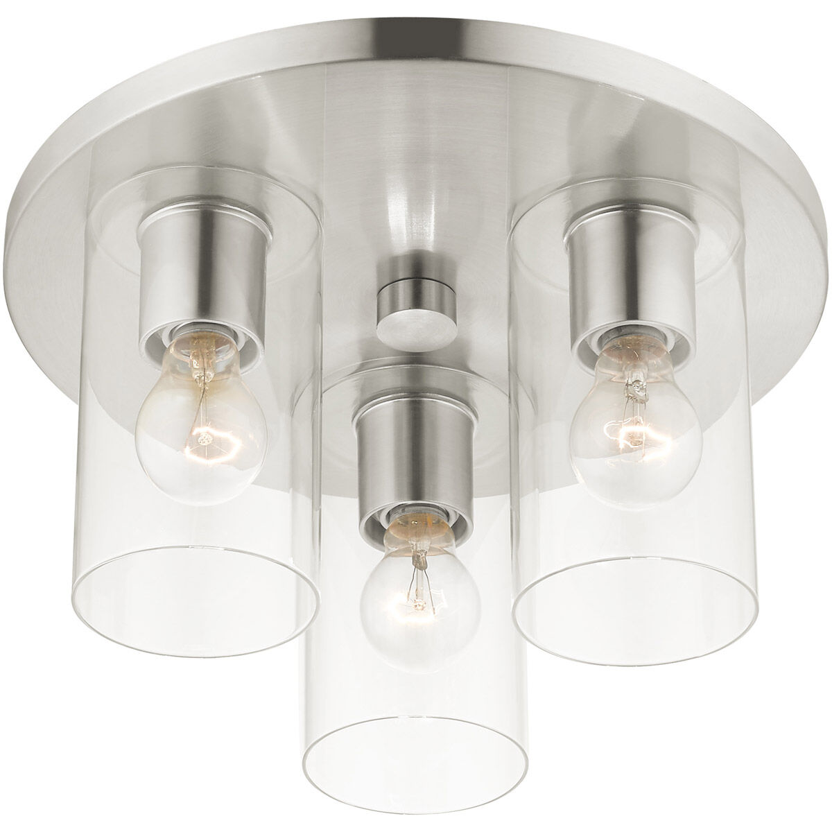 Zurich 3 Light 14 inch Brushed Nickel Flush Mount Ceiling Light