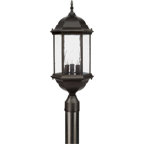 Main Street 3 Light 24 inch Old Bronze Outdoor Post Lantern