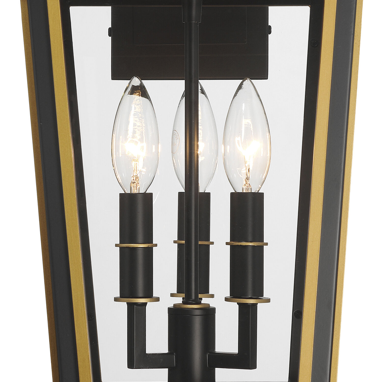 Hawkins 3 Light 19.5 inch Matte Black and Textured Gold Outdoor Sconce