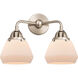 Nouveau 2 Fulton 2 Light 15 inch Brushed Satin Nickel Bath Vanity Light Wall Light in Matte White Glass