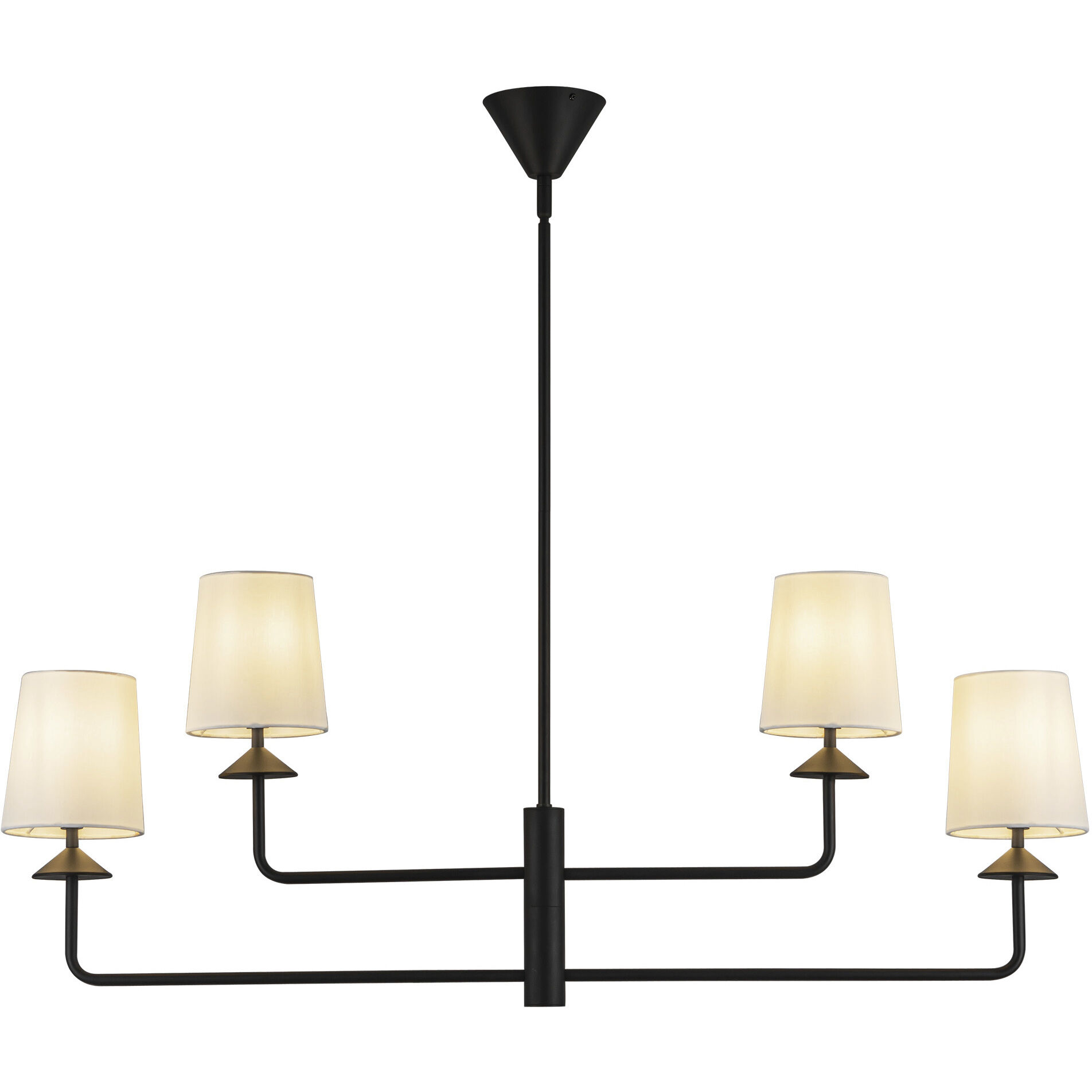 Alora Mood Bridgette 4 Light 29.5 inch Matte Black Chandelier Ceiling Light in White Linen Shade