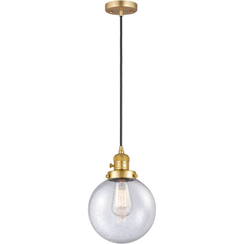 Franklin Restoration Beacon 1 Light 8 inch Satin Gold Mini Pendant Ceiling Light in Incandescent, Seedy