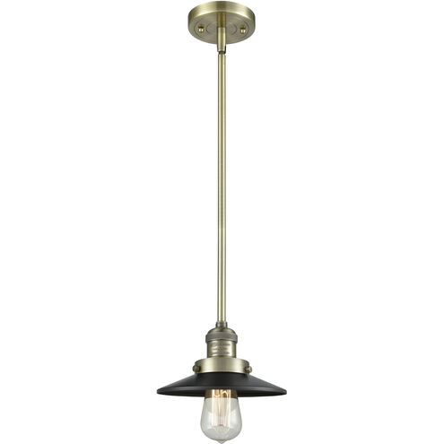 Franklin Restoration Railroad LED 8 inch Antique Brass Mini Pendant Ceiling Light in Matte Black, Franklin Restoration
