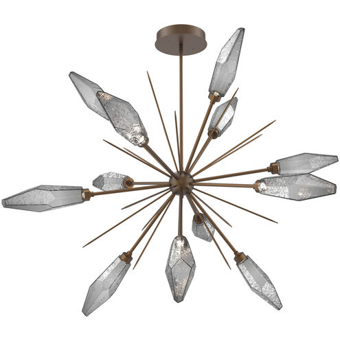 Rock Crystal LED Flat Bronze Chandelier Ceiling Light, Starburst