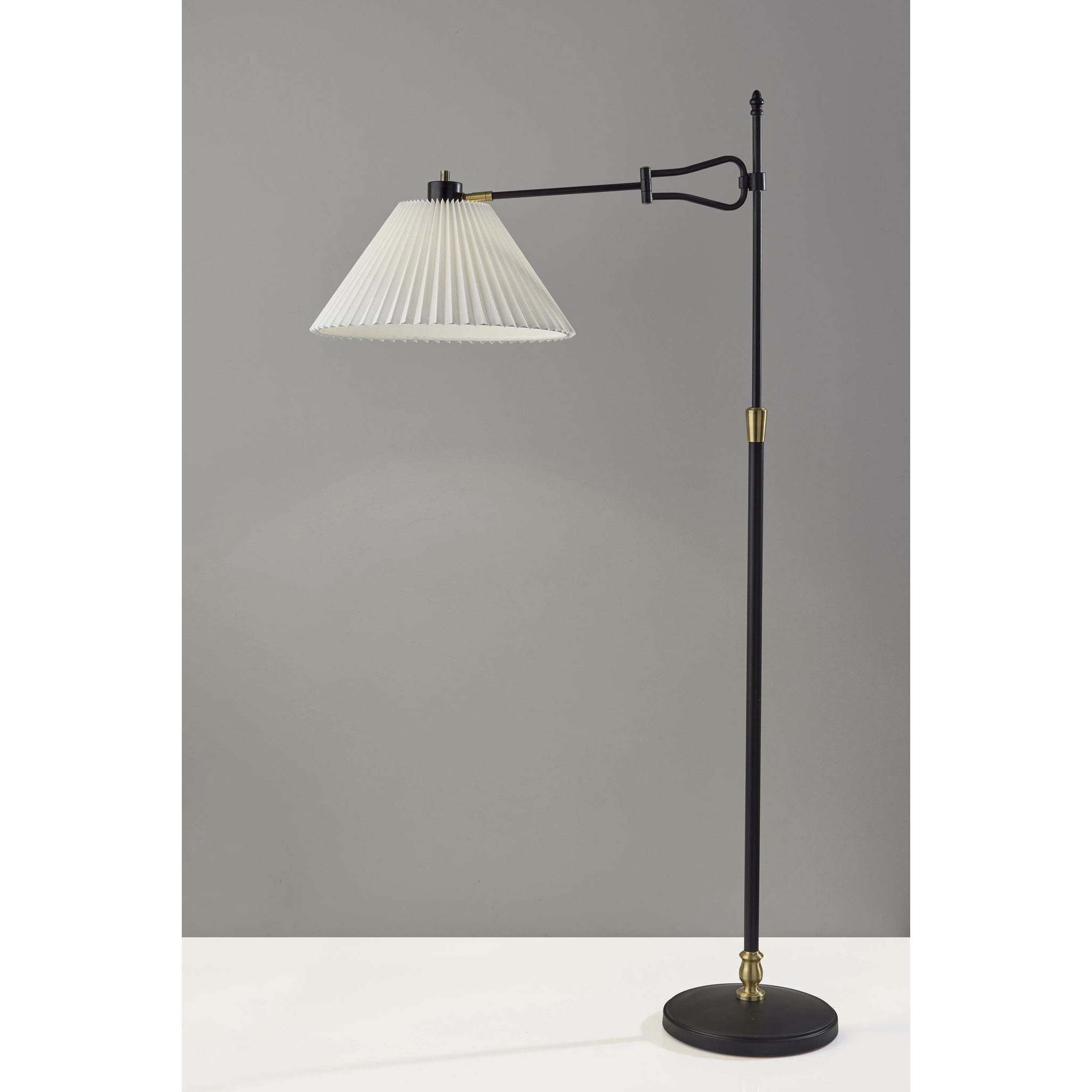 Elijah 61.25 inch 60.00 watt Black and Antique Brass Floor Lamp Portable Light