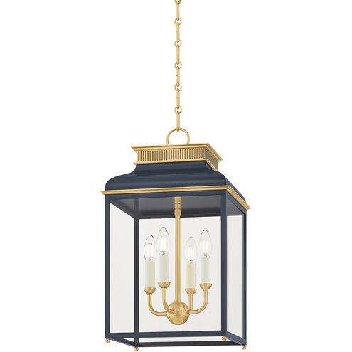 Houghton 4 Light 12.75 inch Aged Brass and Distressed Bronze Lantern Ceiling Light