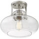 Traditional 1 Light 12 inch Brushed Nickel Semi-Flush Ceiling Light