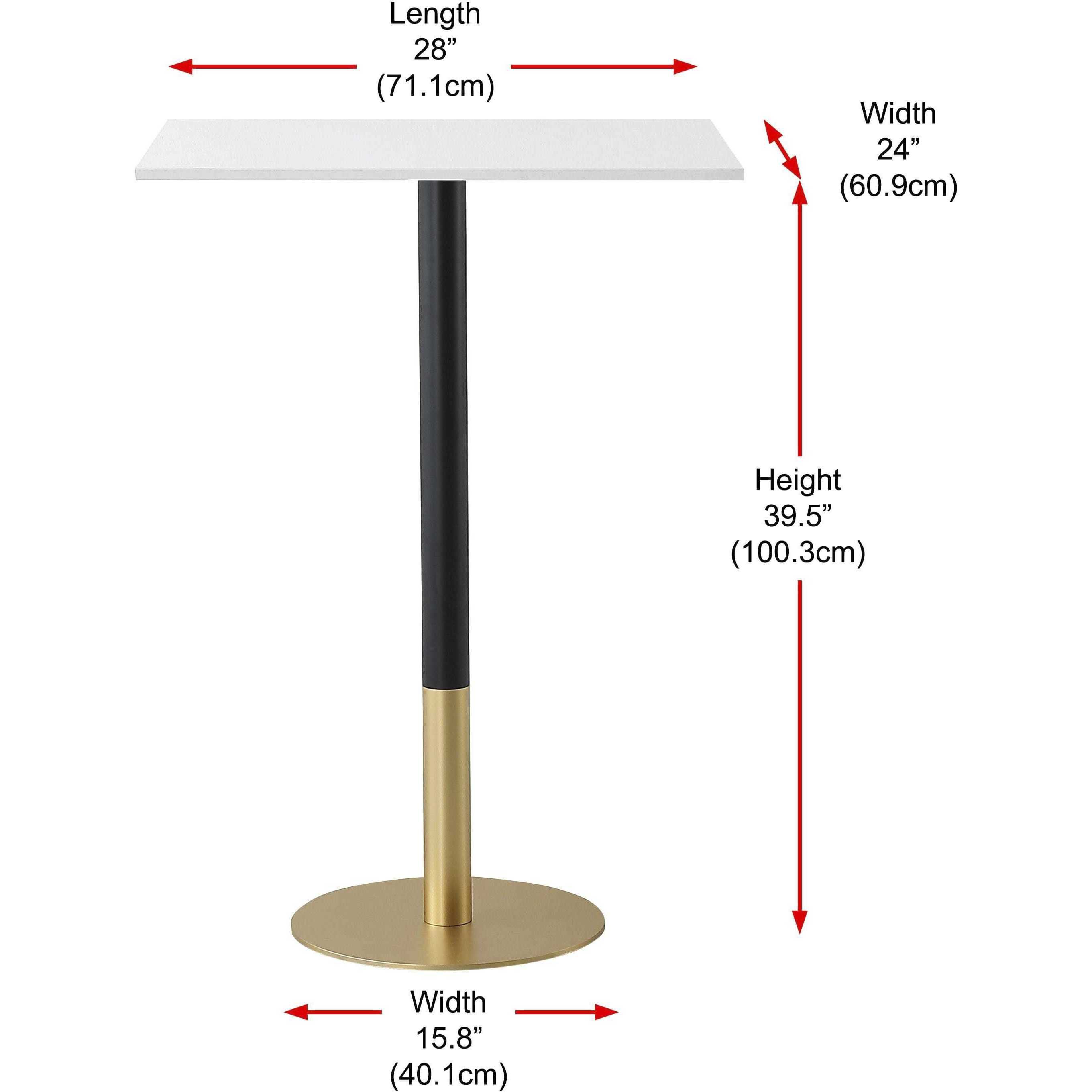 Ronan 39.5 X 28 inch White and Gold Pub Table