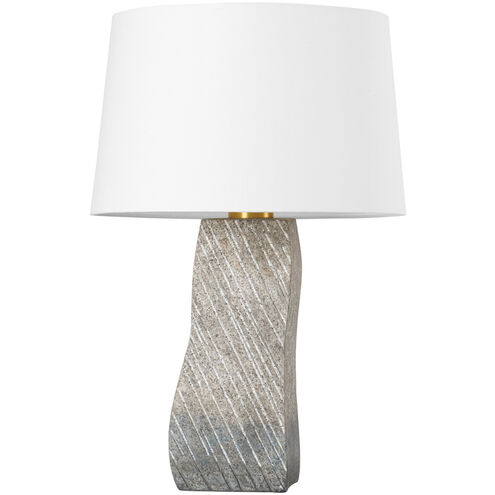 Raiden 28.25 inch 15.00 watt Aged Brass and Ceramic Windswept White Table Lamp Portable Light