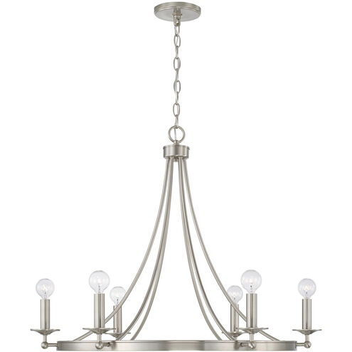 Elijah 6 Light 30 inch Brushed Nickel Chandelier Ceiling Light