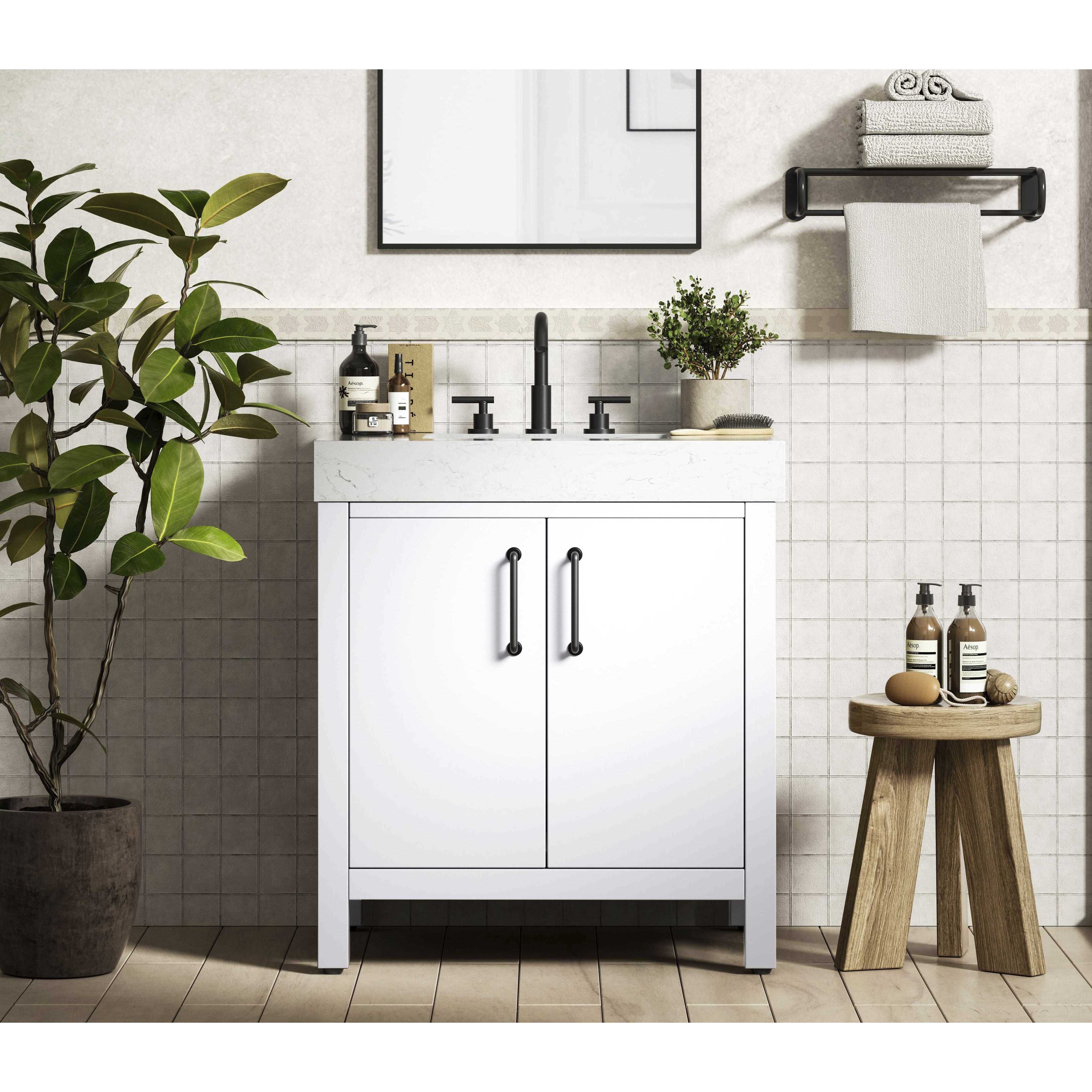 Nathan 30 X 34 inch White Bathroom Vanity Cabinet