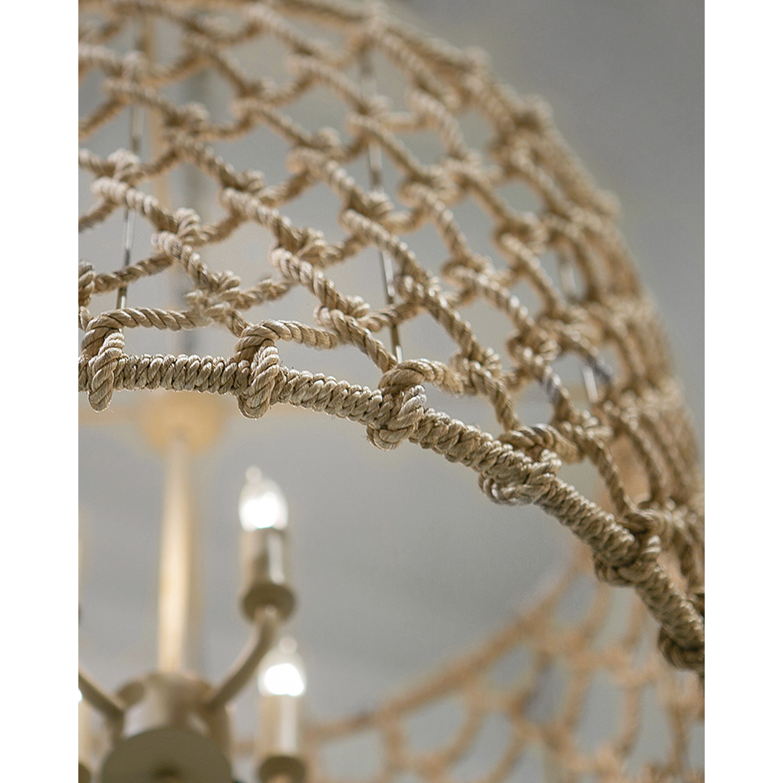 Chesapeake 4 Light 21 inch Beige/Smokewood/Natural Rope Drum Chandelier Ceiling Light